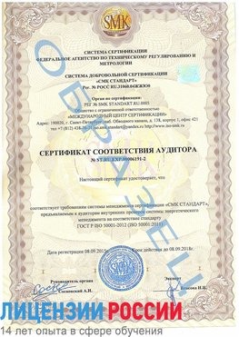 Образец сертификата соответствия аудитора №ST.RU.EXP.00006191-2 Дудинка Сертификат ISO 50001